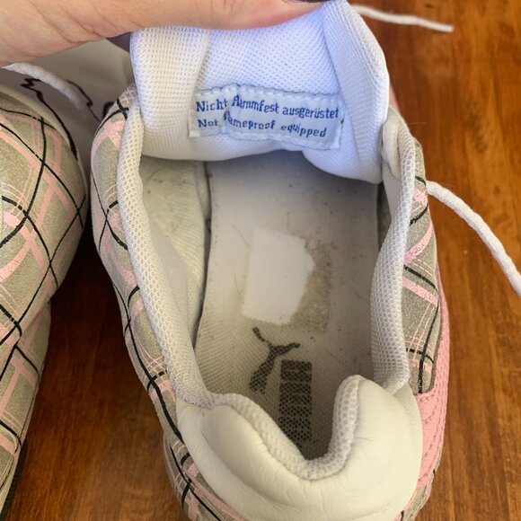 Puma - Future Cat Low White and Pink Plaid Leather Runners - Picture 6 of 8